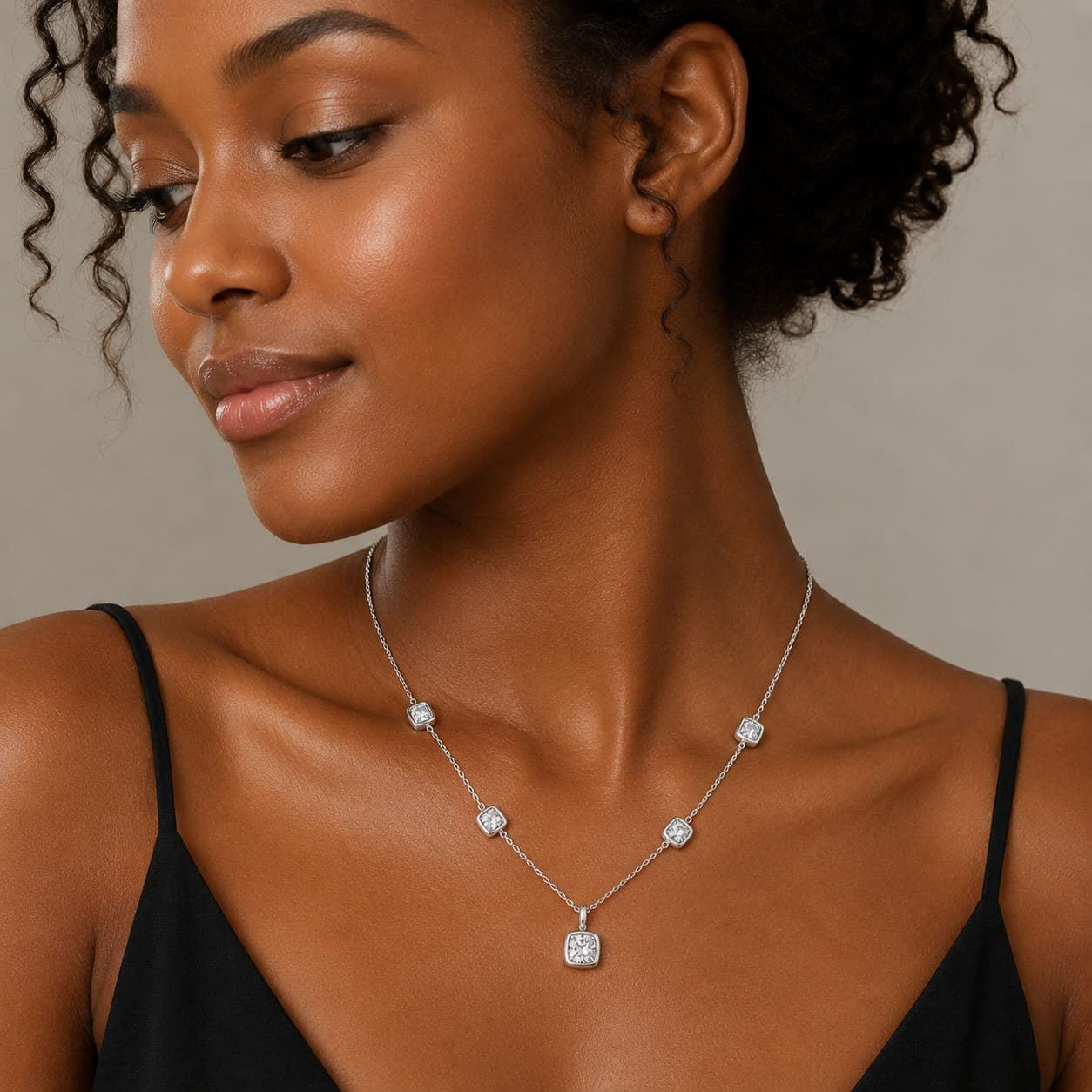 Cushion-Cut White Lab-Grown Diamond Chain