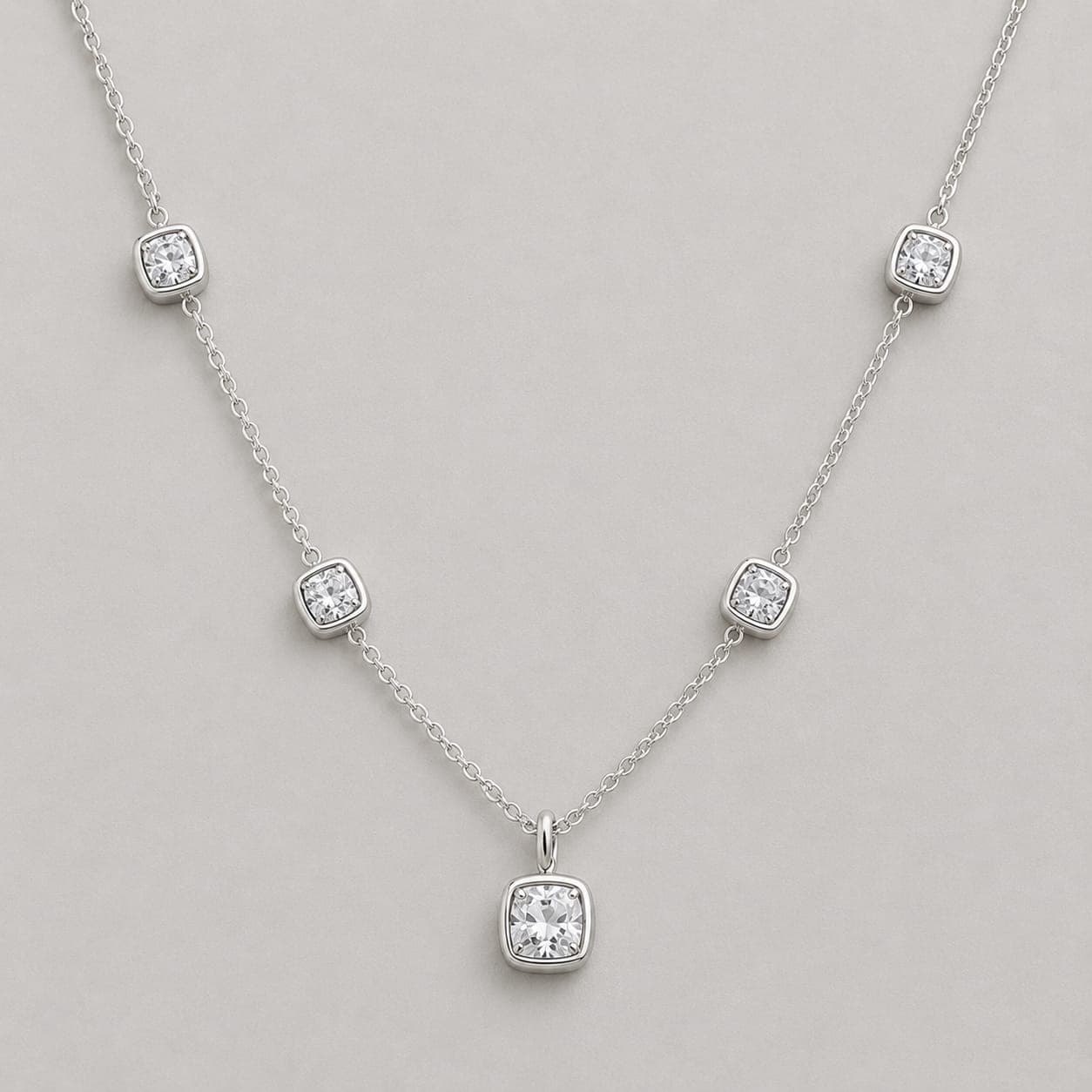 Cushion-Cut White Lab-Grown Diamond Chain
