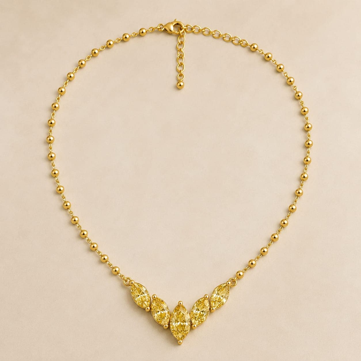 Yellow Marquise Lab-Grown Diamond Chain — White Gold
