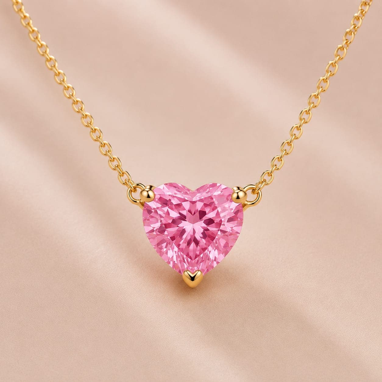 Pink Heart-Cut Lab-Grown Diamond Chain