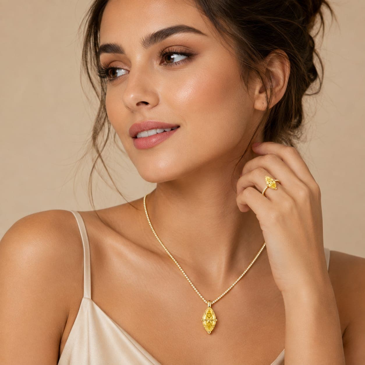 Marquise-Cut Yellow Lab-Grown Diamond Chain
