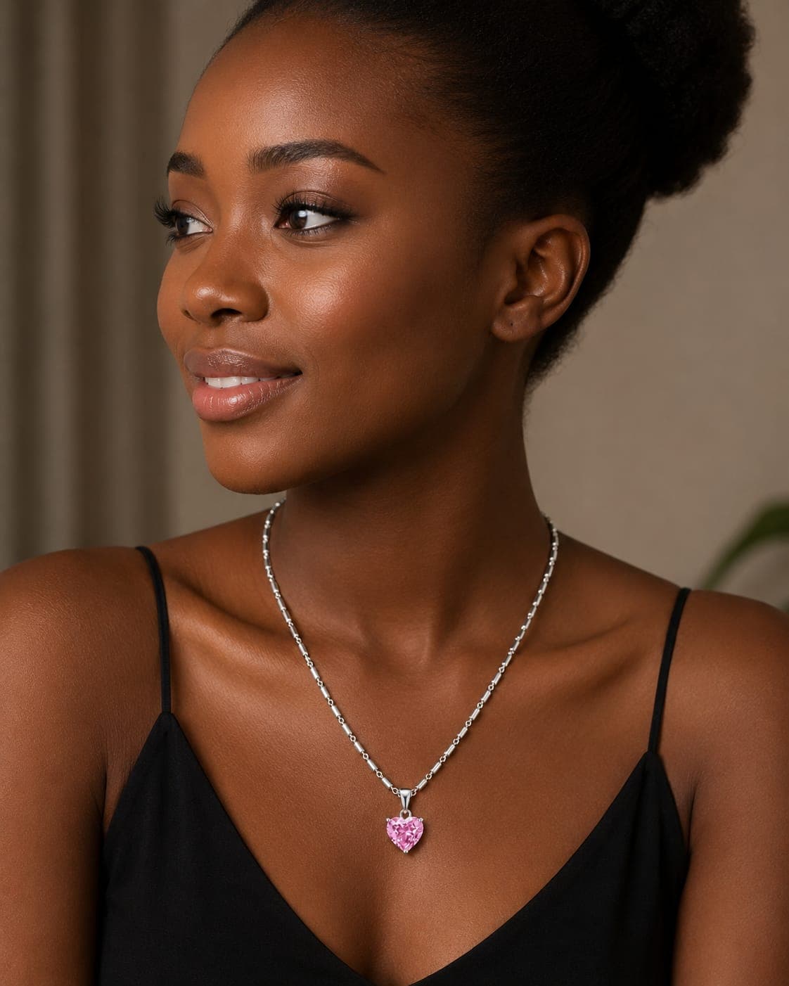 Pink Heart-Cut Lab-Grown Diamond Chain