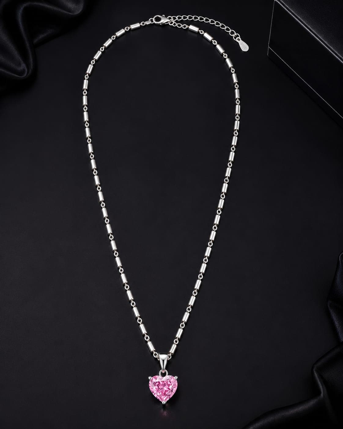 Pink Heart-Cut Lab-Grown Diamond Chain