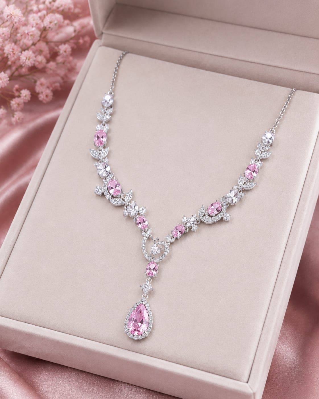 Pink Pear Lab-Grown Diamond Necklace