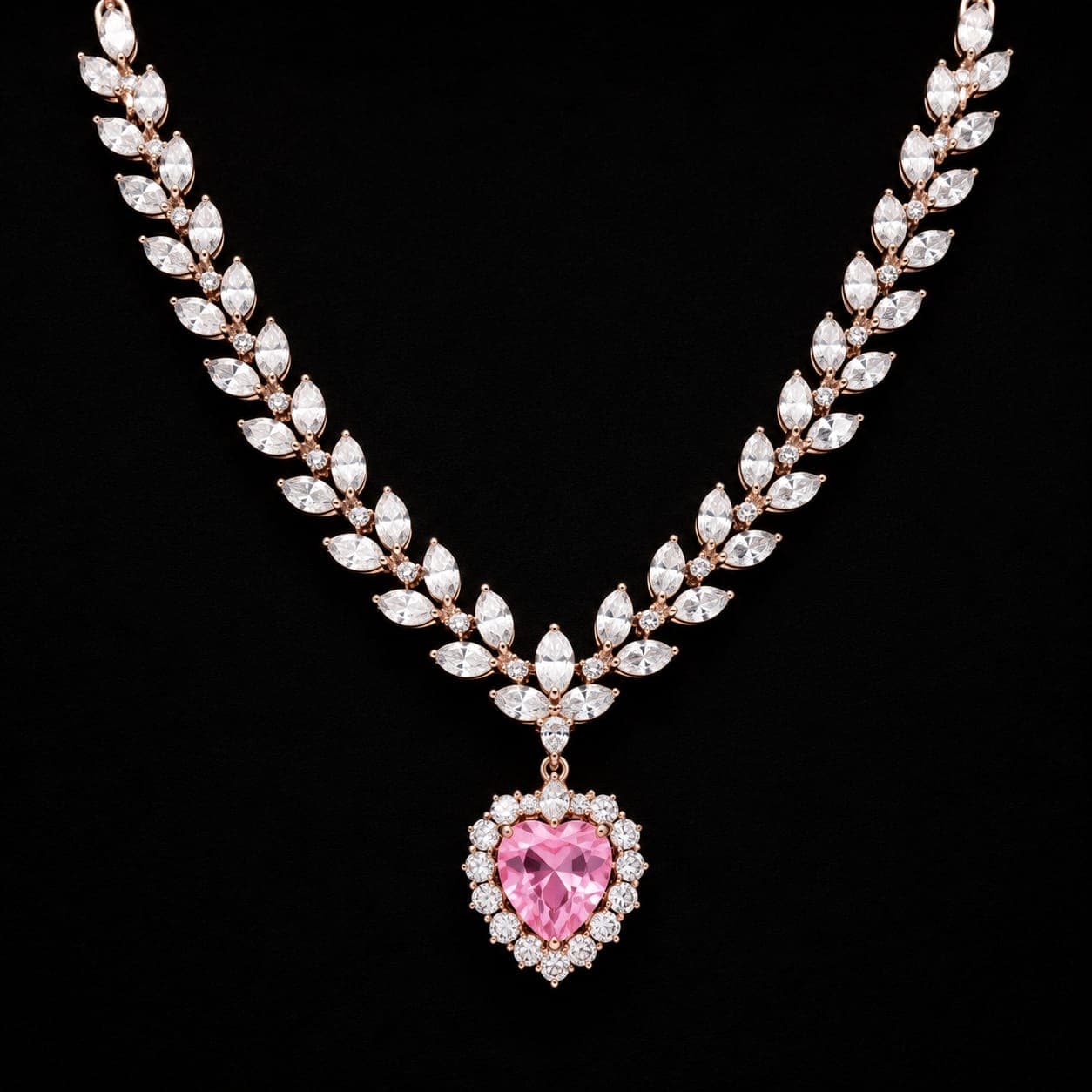 Pink Heart Lab-Grown Diamond Necklace
