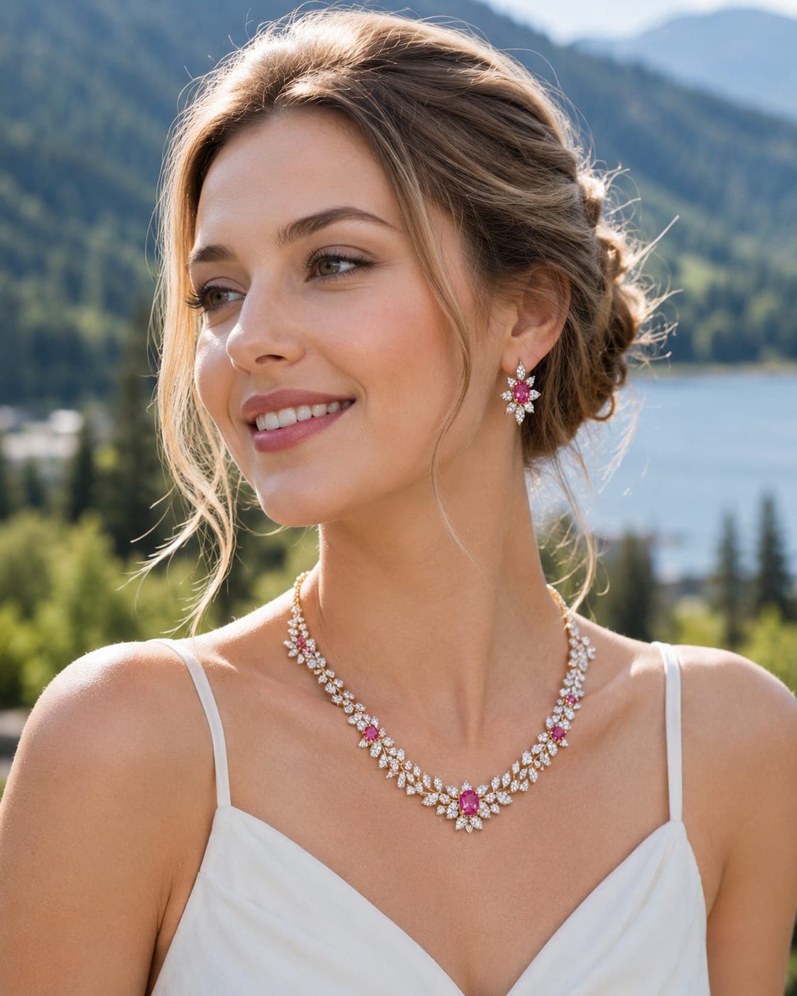 Luxury Marquise & Pink Lab-Grown Diamond Necklace