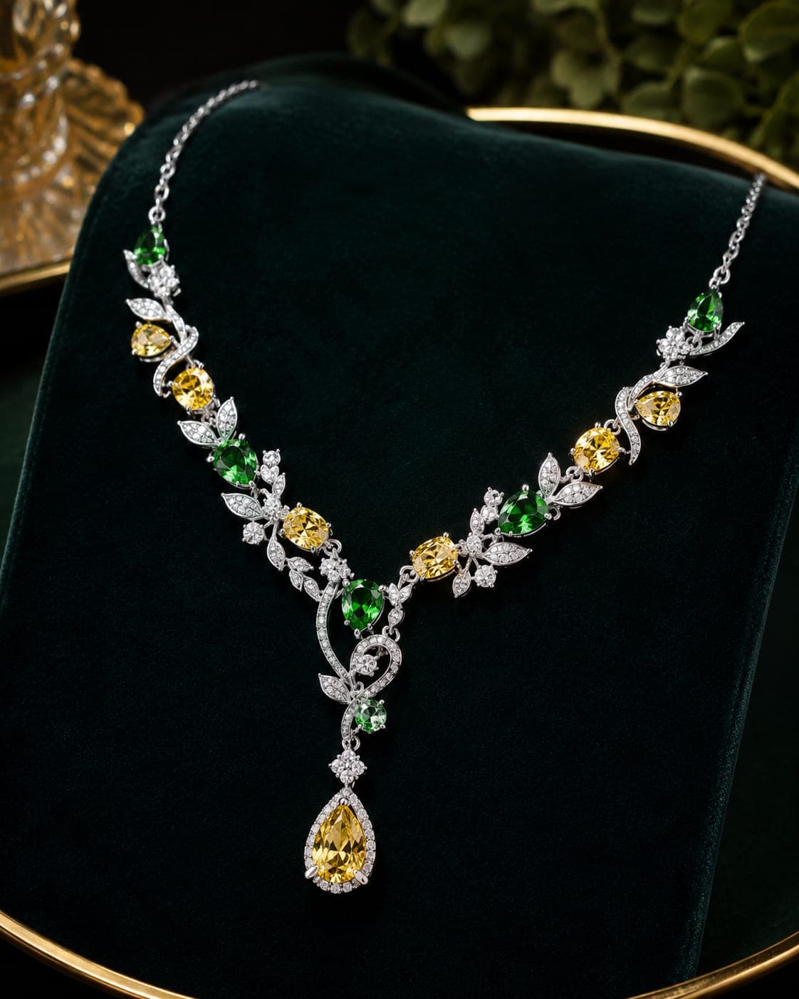 Luxury Yellow & White Lab-Grown Diamond Statement Necklace