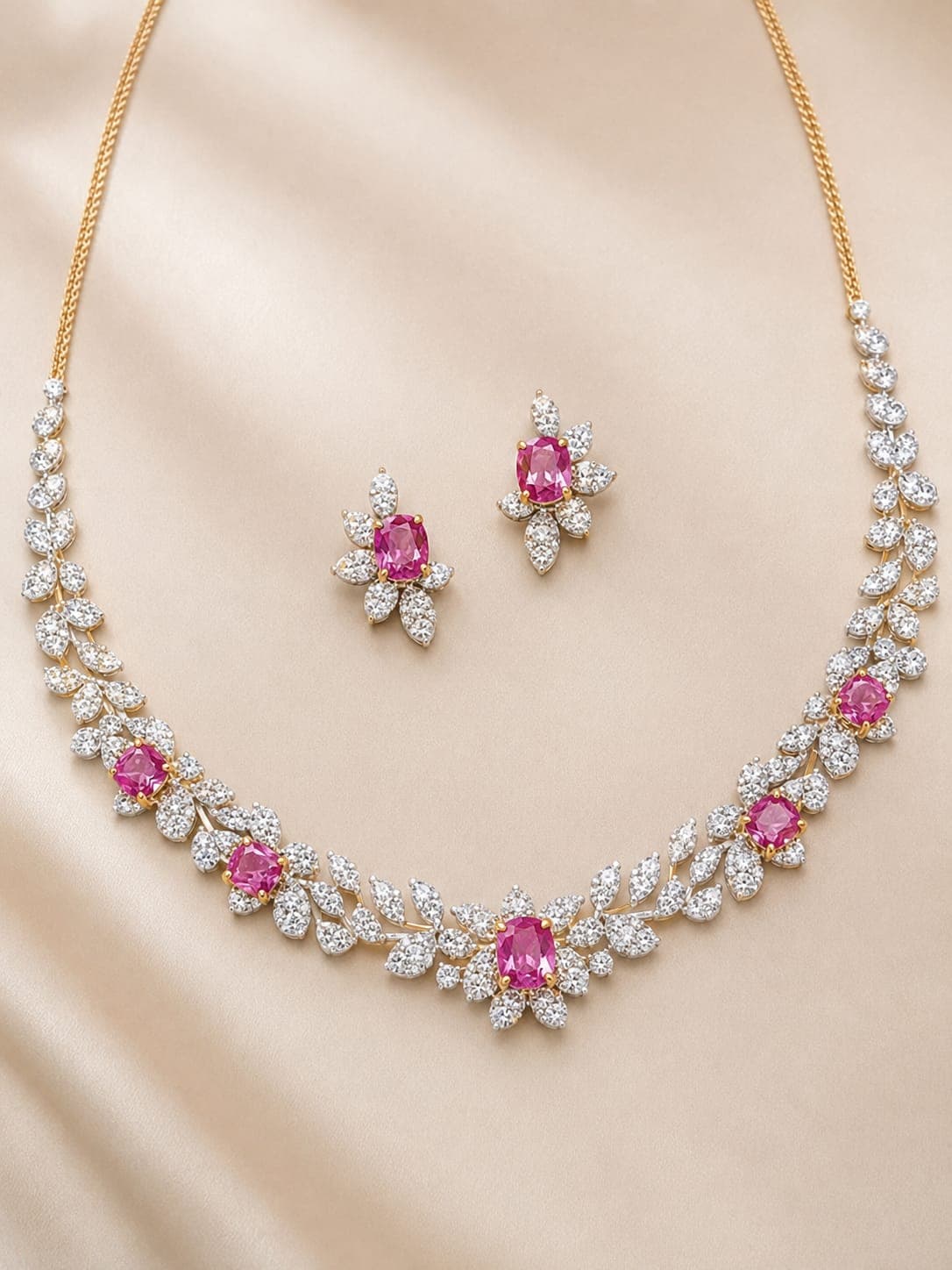 Luxury Marquise & Pink Lab-Grown Diamond Necklace