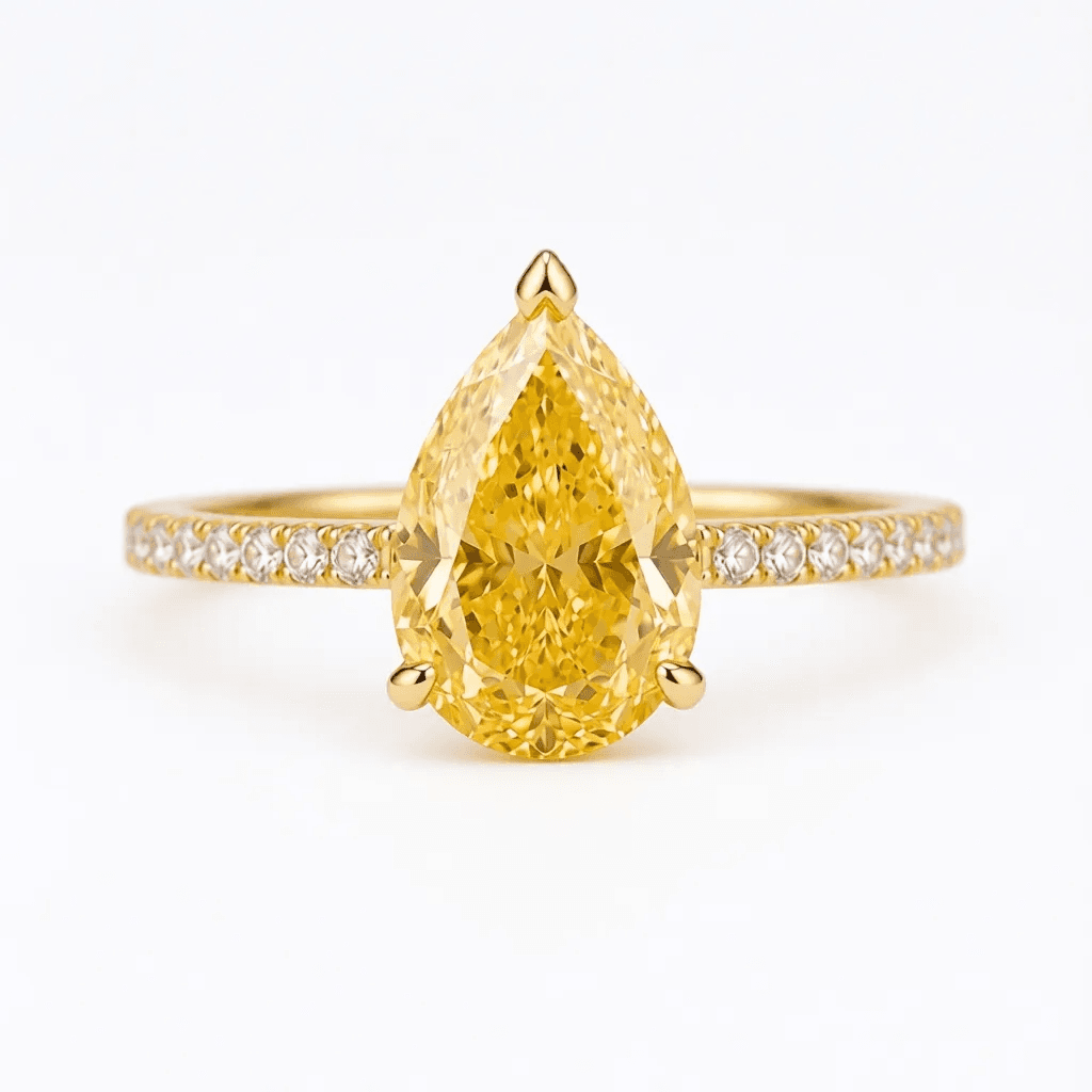 Pear Cut Yellow Lab-Grown Diamond Ring