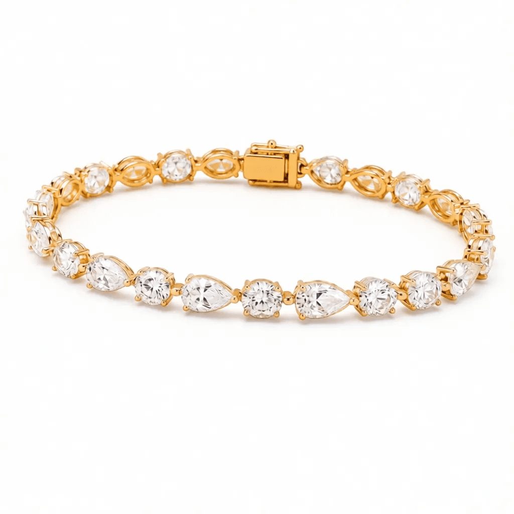 White Pear & Round Lab-Grown Diamond Bracelet