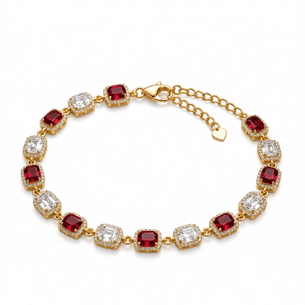 Red & White Lab-Grown Diamond Bracelet