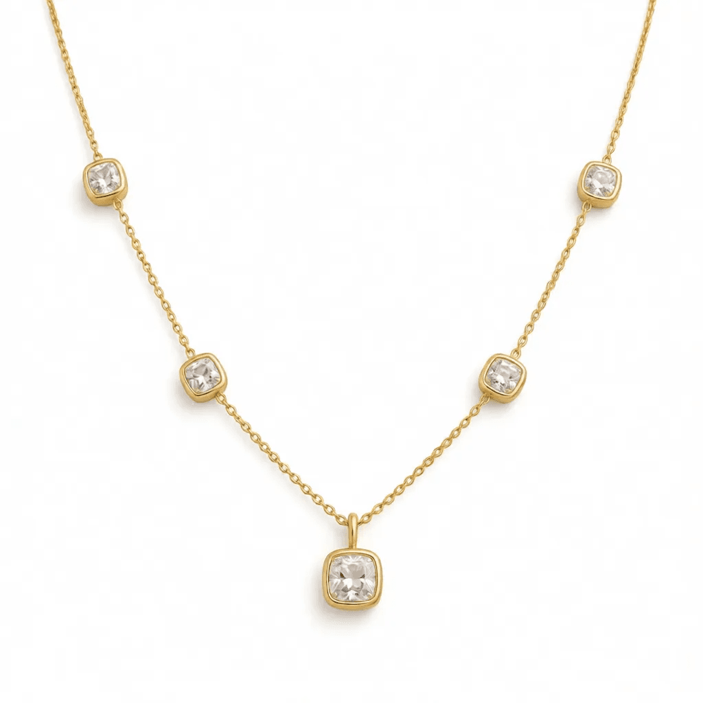 Cushion-Cut White Lab-Grown Diamond Chain