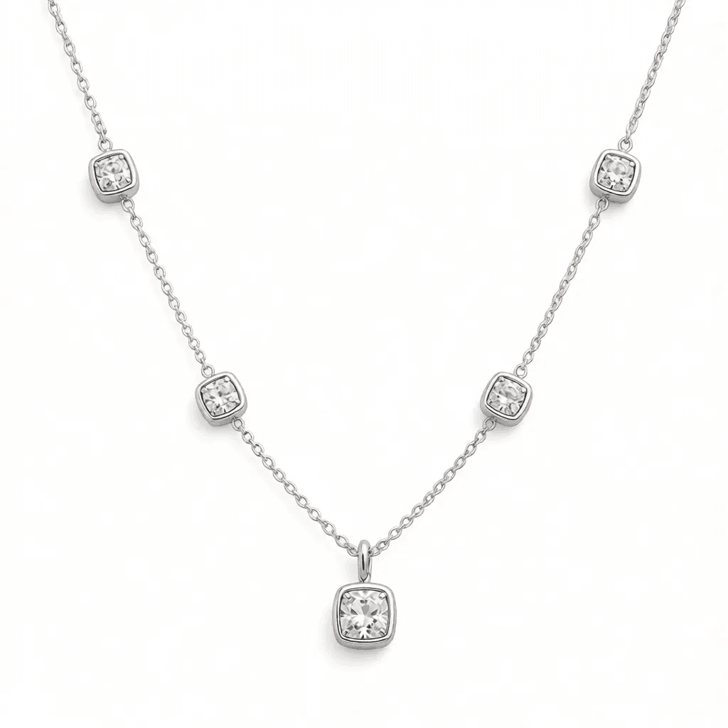 Cushion-Cut White Lab-Grown Diamond Chain