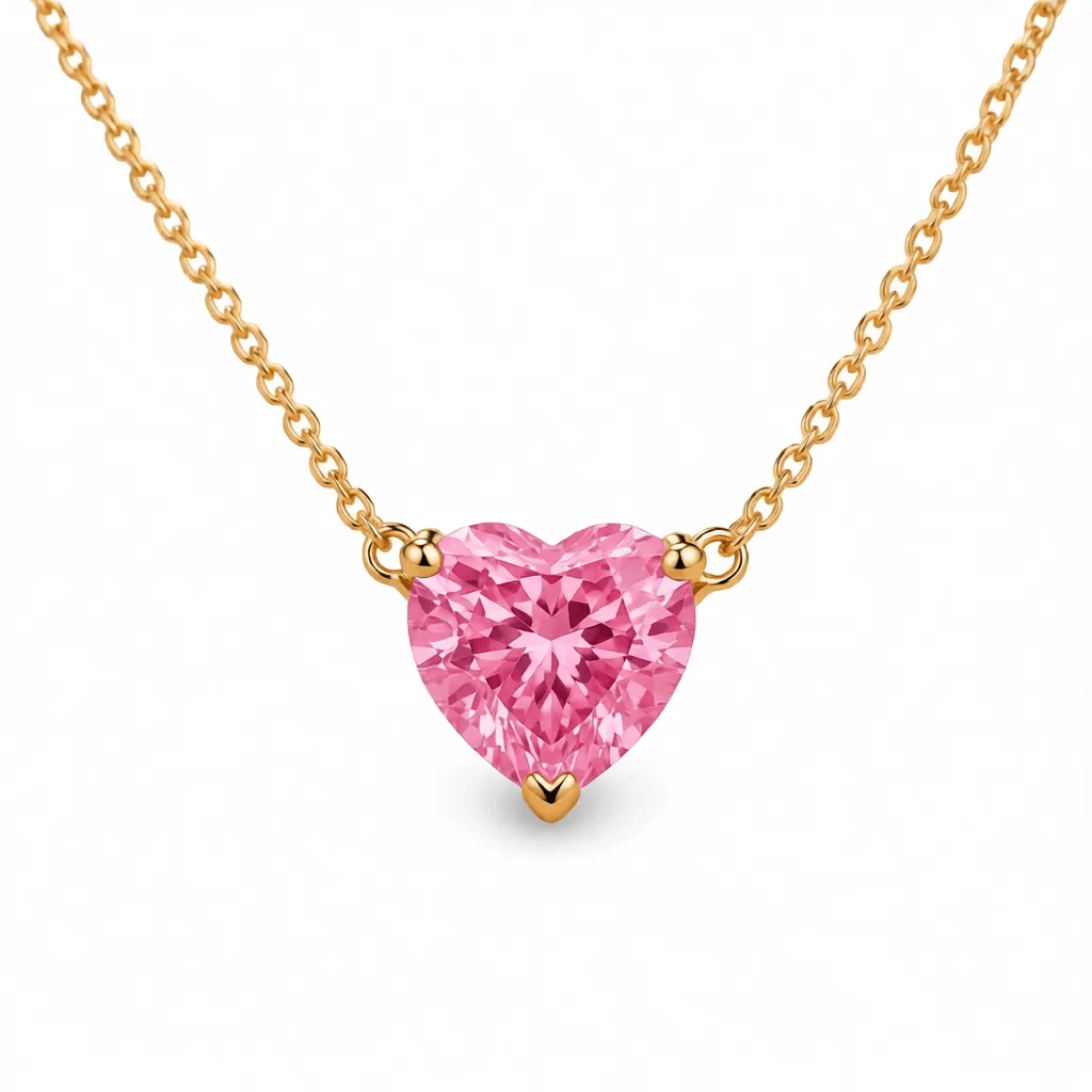 Pink Heart-Cut Lab-Grown Diamond Chain