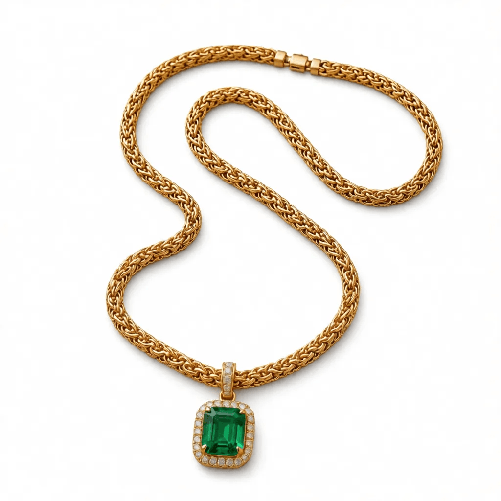 Green Emerald-Cut Lab-Grown Diamond Chain