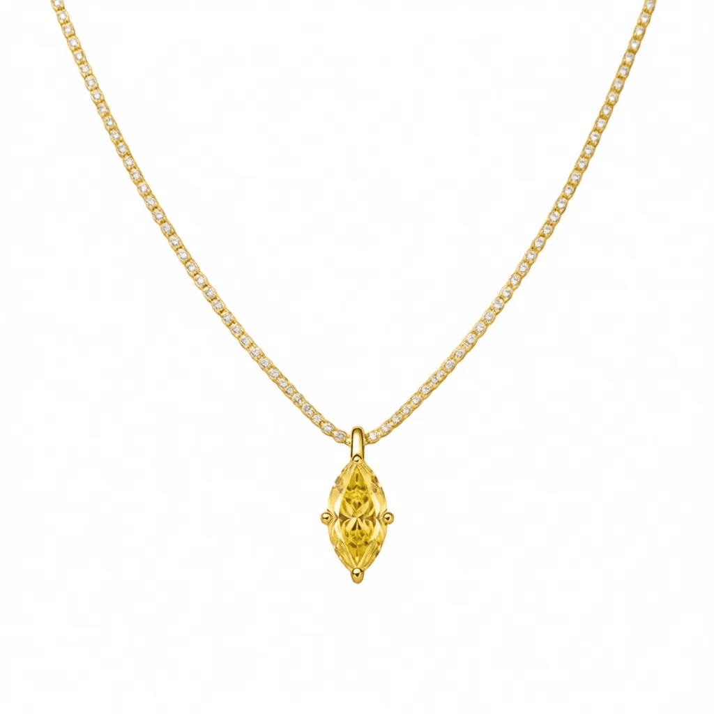 Marquise-Cut Yellow Lab-Grown Diamond Chain