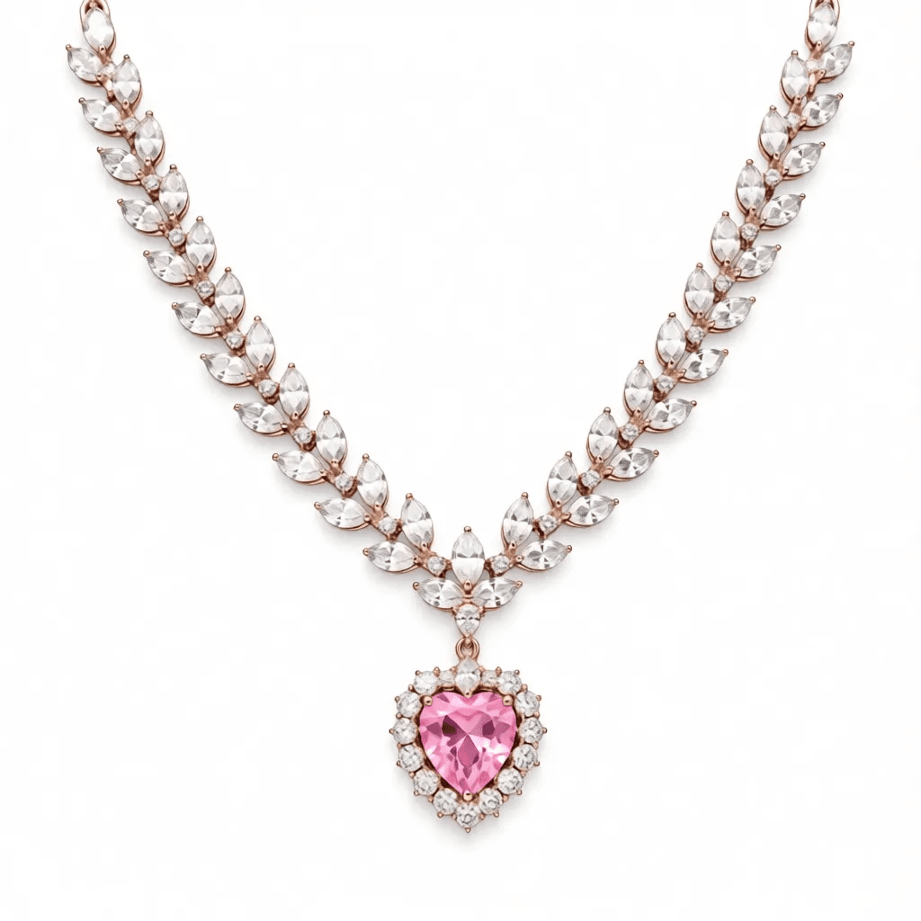Pink Heart Lab-Grown Diamond Necklace
