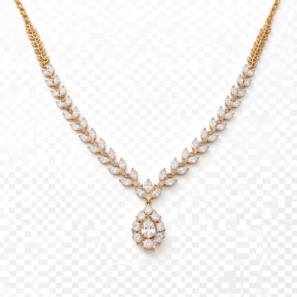 Luxury Marquise Diamond Pendant Necklace with Matching Earrings