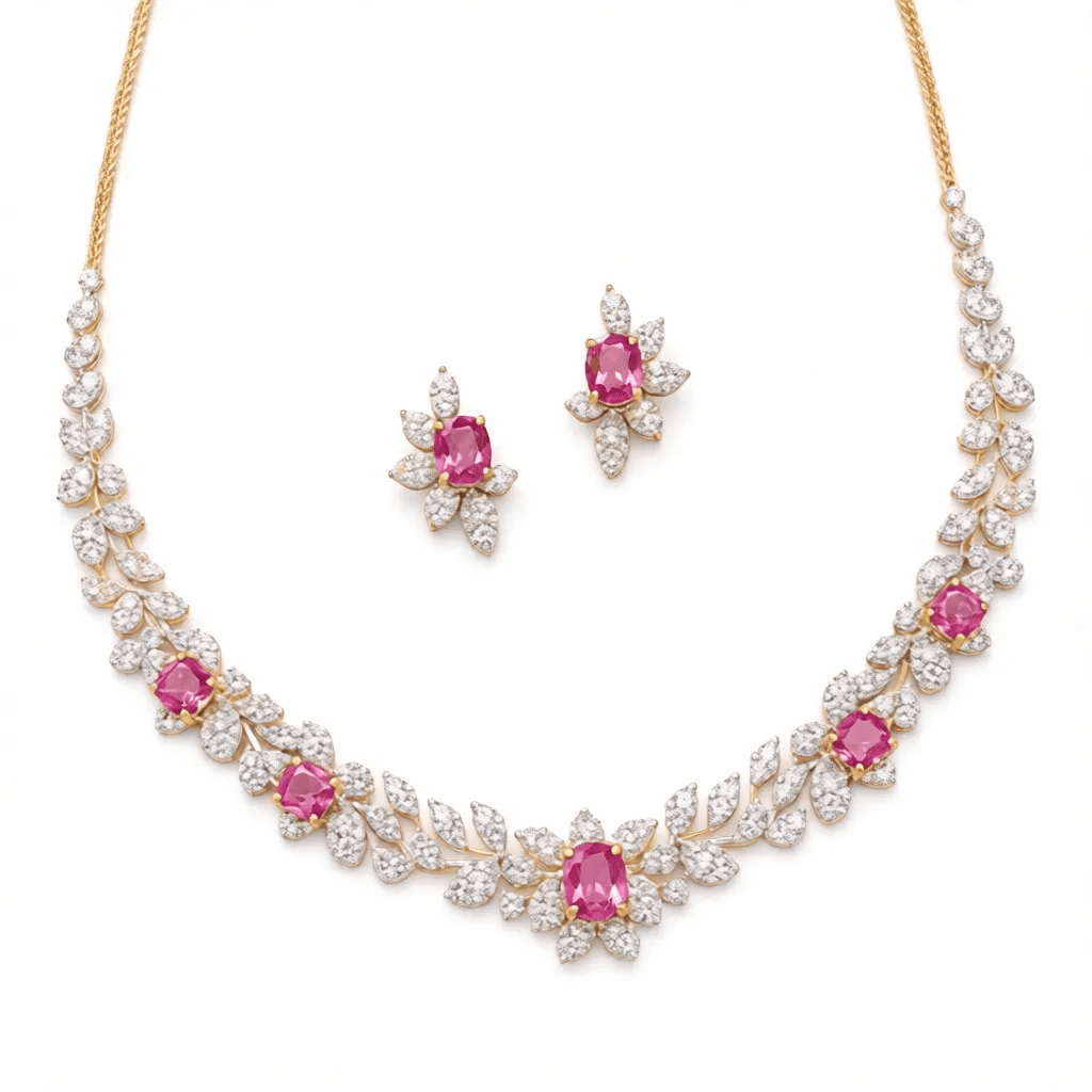 Luxury Marquise & Pink Lab-Grown Diamond Necklace
